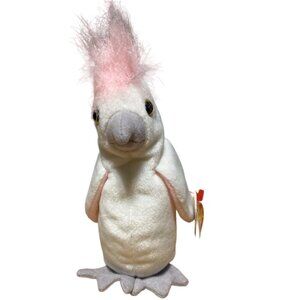 Ty Beanie Babies KuKu Cockatoo Pink/White Plush Stuffed Animal Toy 8" 1997 Colle
